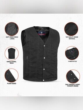 Daniel Smart MFG The Dark Knight Men's Denim Motorcycle Vest
